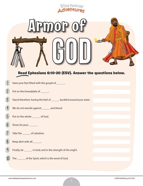 Armor Of God Quiz Pdf Bible Pathway Adventures