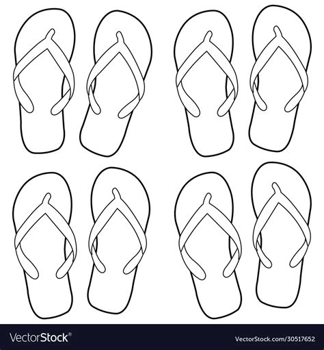 Summer Flip Flops Coloring Page Royalty Free Vector Image