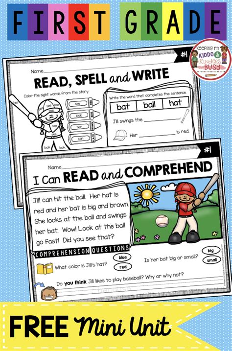 Free Reading Comprehension Activity For First Grade Second Grade Or Kindergarte Free
