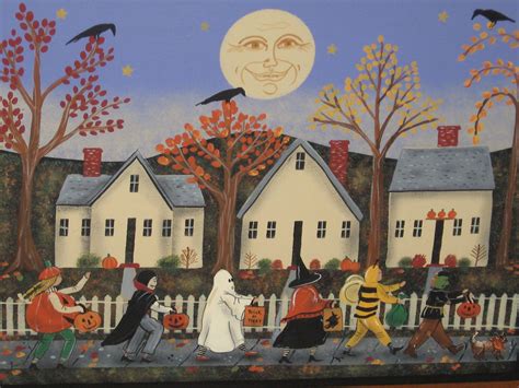 Trick Or Treating In New England Original Folk Art By Raney White I