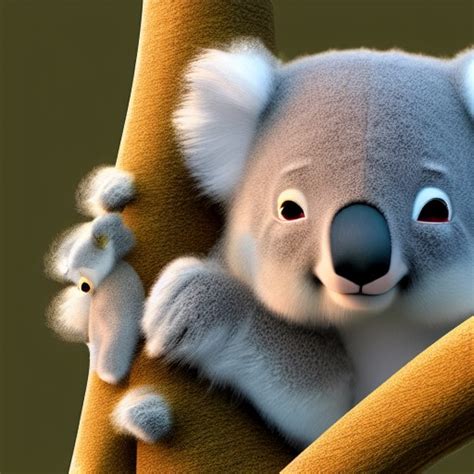 3d Fluffy Baby Koala Sleeping In Gum Tree Cute And Adorable Lo