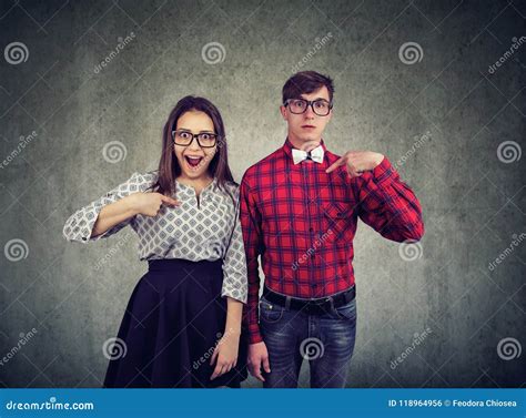 Surprised Couple Pointing At Themselves Stock Photo Image Of Bonus