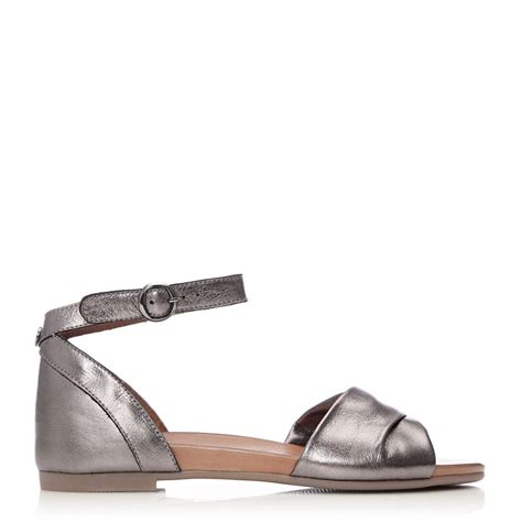 Navella Pewter Leather Sandals From Moda In Pelle Uk