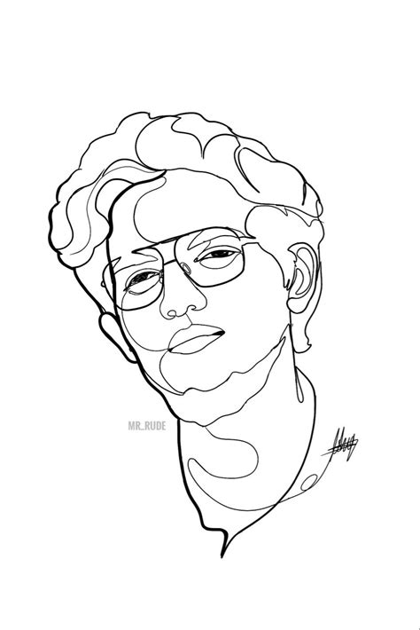 One Line Art Male Face Drawing Line Drawing Guy Drawing