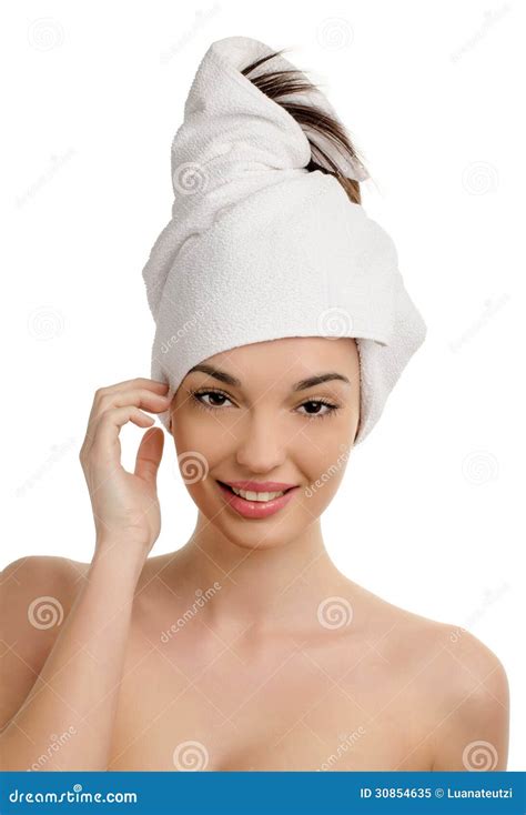 Woman With Wrapped Towel On The Head Stock Image Image Of Girl