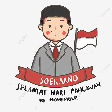 Soekarno Cartoon Indonesische Helden Dag Illustratie Heros Day Hari
