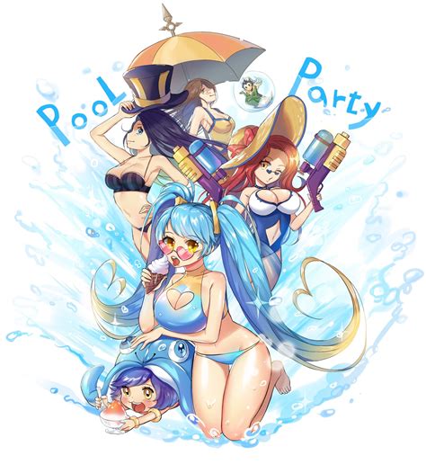 Pool Party Sona Lulu Miss Fortune Caitlyn Leona Nami Wallpapers Fan Arts League Of