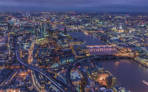 1920x1200 Wallpaper London United Kingdom Night City Top View