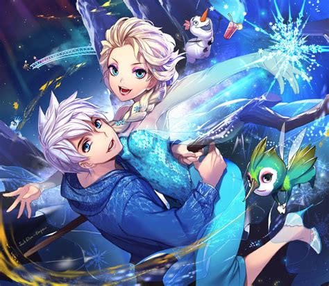 Elsa Olaf Jack Frost And Toothiana Frozen And 1 More Drawn By