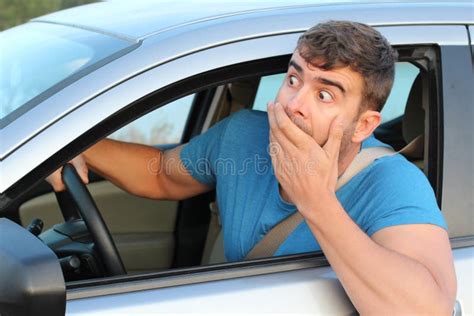 Terrified Male Driver Feeling Guilty Stock Photo Image Of Person