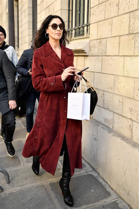 Monica Bellucci Wears A Red Suede Dress To Dior Couture Vogue