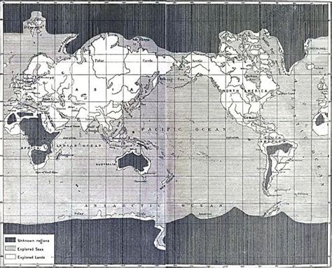 Mapa z nieodkrytymi częściami świata w drugiej połowie XIX wieku