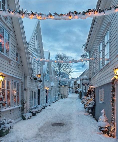 What A Beautiful Snowy Street In Lovely Stavanger Norway Christmas