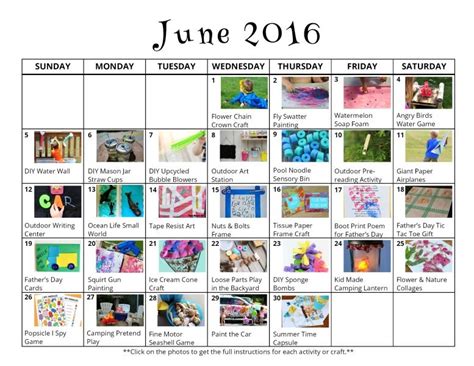 June Activity Calendar Printable Word Searches