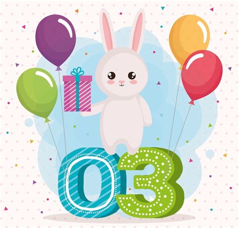 Premium Vector Happy Birthday Card With Rabbit