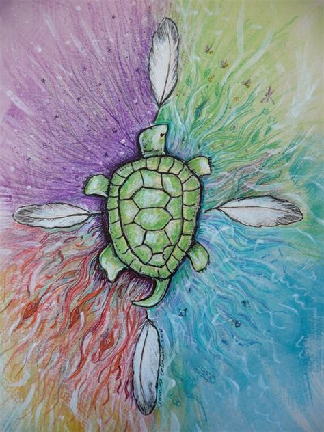 Turtle Art Native American Art Four Directions Home Etsy
