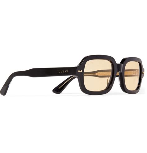 gucci square frame acetate and gold tone sunglasses black gucci