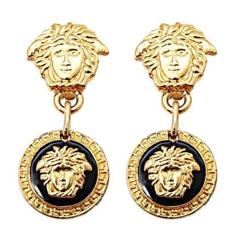 Gianni Versace Medusa Blackgold Earrings At 1stdibs