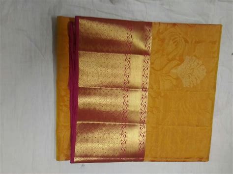 Party Wear Half Fine Zari Gold Kanchipuram Pure Silk Sarees With Blouse Piece At Rs 7500 In