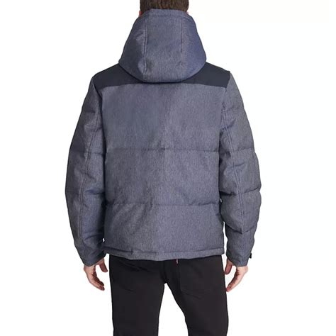 men s levi s® mixed media quilted puffer jacket with sherpa lined hood