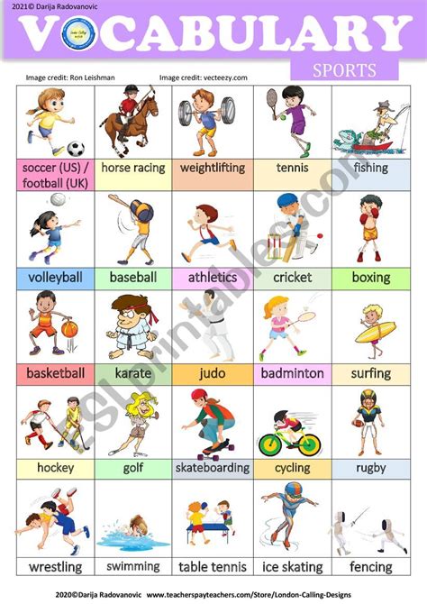 Sports English Esl Worksheets For Distance Learning And Physical