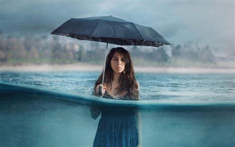 1920x1200 Photography Manipulation Umbrella Girl Women Rain 1080p