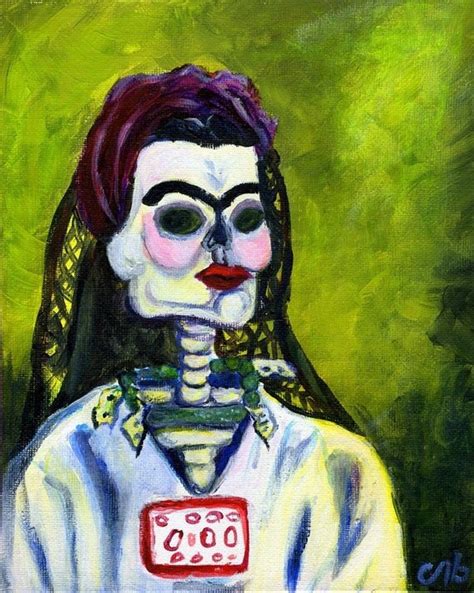 Items Similar To Skeleton Frida Kahlo In Veil Acrylic Painting 8x10 On Etsy