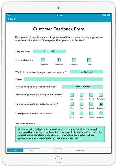 Spotlight Form The Customer Feedback Form Goformz