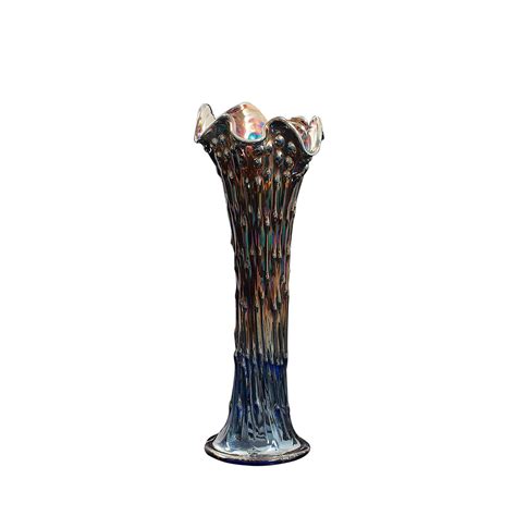 Tall Vintage Flower Vase English Decorative Glass Carnival 20th