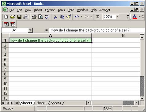 Ms Excel 2003 Change The Background Color Of A Cell