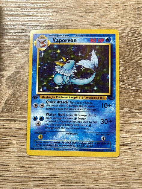 Vaporeon 1st Edition Custom Made Pokémon Card Non Holo Etsy