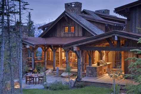 Stone And Timber Custom Home In Big Sky Montana Rustic House Log