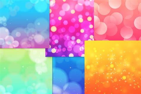 Bokeh Digital Papers Vibrant Bokeh Overlays Pastel Color By