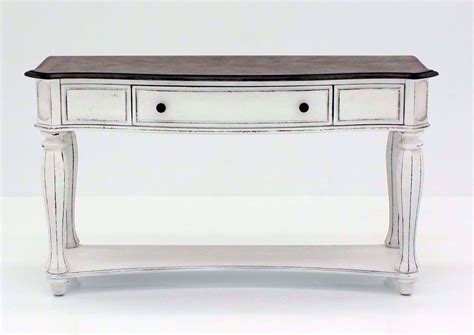 At rc willey, the magnolia manor antique white console bar table and counter height stools offer traditional style, with a lovely twist. Magnolia Manor Sofa/Console Table - White | Home Furniture ...