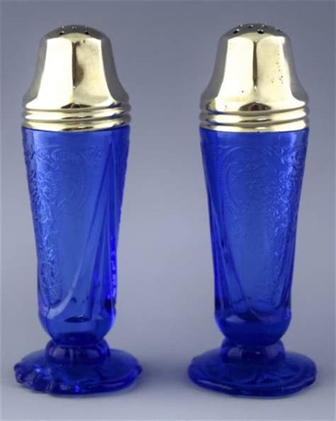 Blue Royal Lace Depression Glass Salt Pepper Shakers NO RESERVE