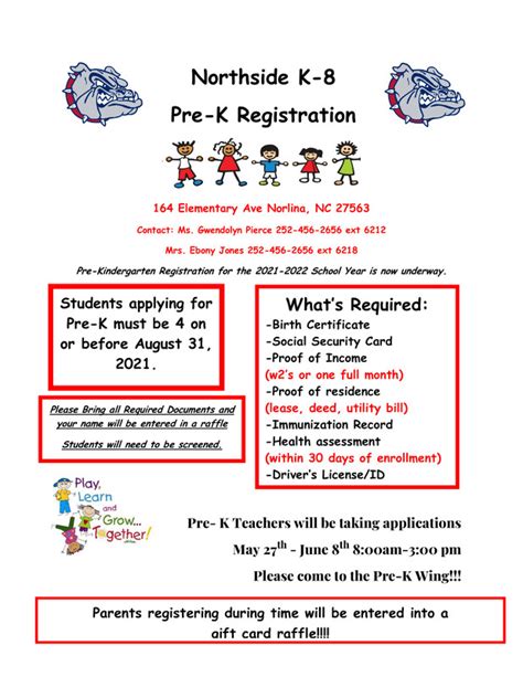 Pre K Registration Flyer Northside Elementary School