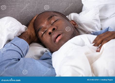 African Man Sleeping On Bed Stock Image Image Of Human Comfort