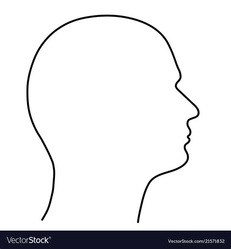 Human Head Of A Man The Outline Of Black Lines On Vector Image