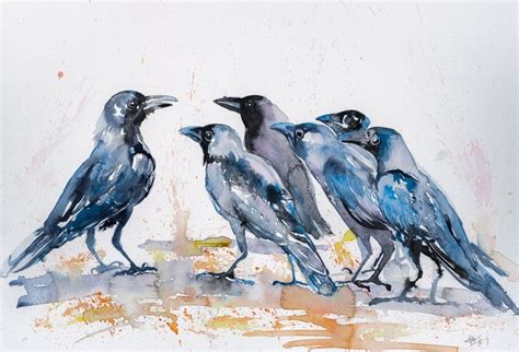 Crows 2014 By Kovács Anna Brigitta Painting Crow Art Bird Art