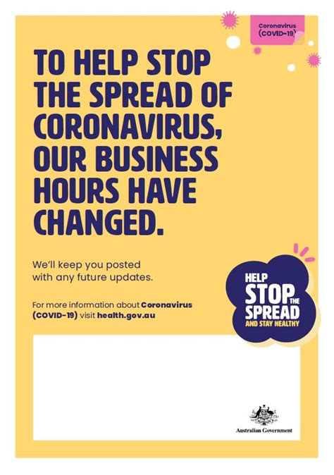 Coronavirus Covid 19 Change Of Hours Poster For Businesses