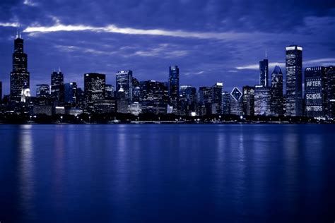 Chicago Skyline At Night Free Stock Photo Public Domain Pictures