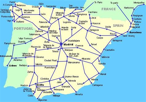Map Of Spain Train Map Spain And Portugal