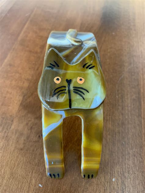 Fused Glass Cat Figurine By Artist Laura Dawson Etsy