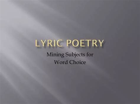 Ppt Lyric Poetry Powerpoint Presentation Free Download Id5449813