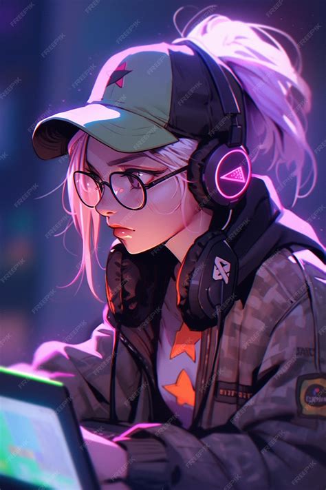 Premium Ai Image Portrait Of A Female Gamer Girl With Headphones