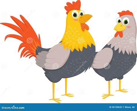 Couple Of Roosters And Hens Stock Vector Illustration Of Domestic