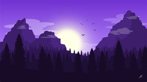 640x360 Resolution Purple Artistic Landscape Hd Digital Art Sunset