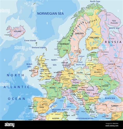 Europe Highly Detailed Editable Political Map With Separated Layers Stock Vector Image Art