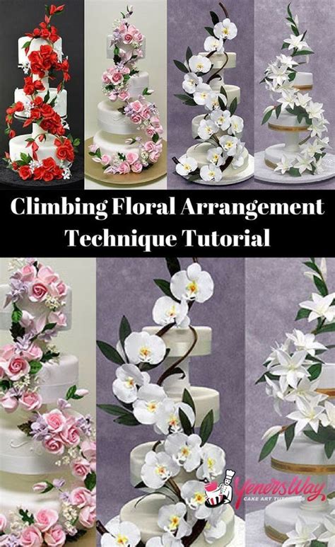climbing floral arrangement technique sugar flowers tutorial fondant flower tutorial cake