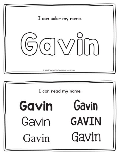 Gavin Name Printables For Handwriting Practice A To Z Teacher Stuff